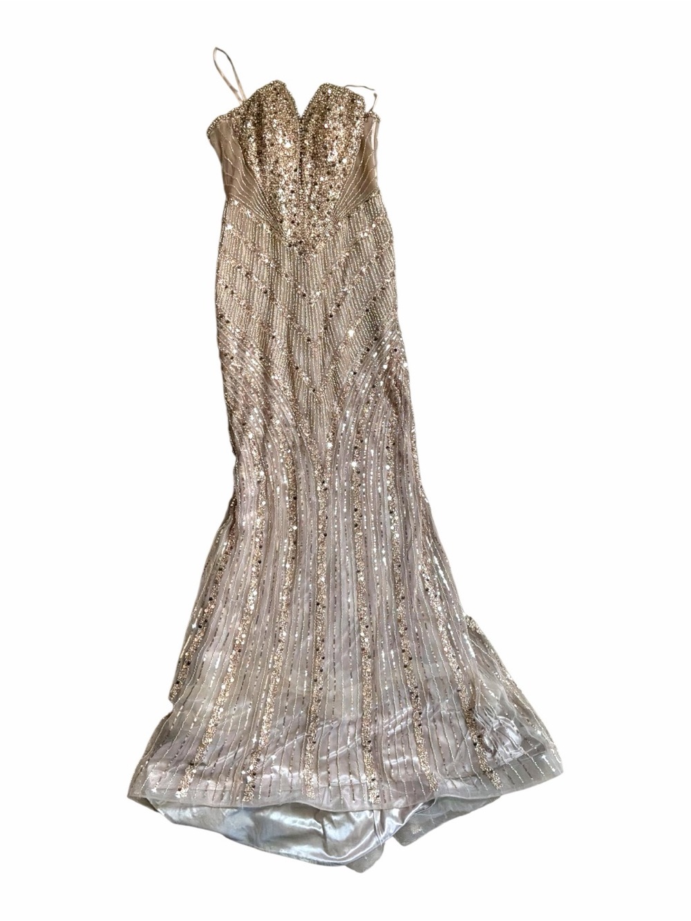 Ladivine by Cinderella divine Strapless Sequin Mermaid Prom Dress in Gold Size 6